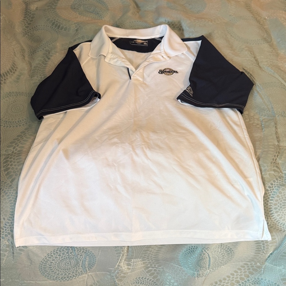 Milwaukee Brewers Black and White Polo